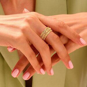 5PCS Gold Rings for Women, Dainty 14K Gold Plated Finger Rings, Trendy Stackable